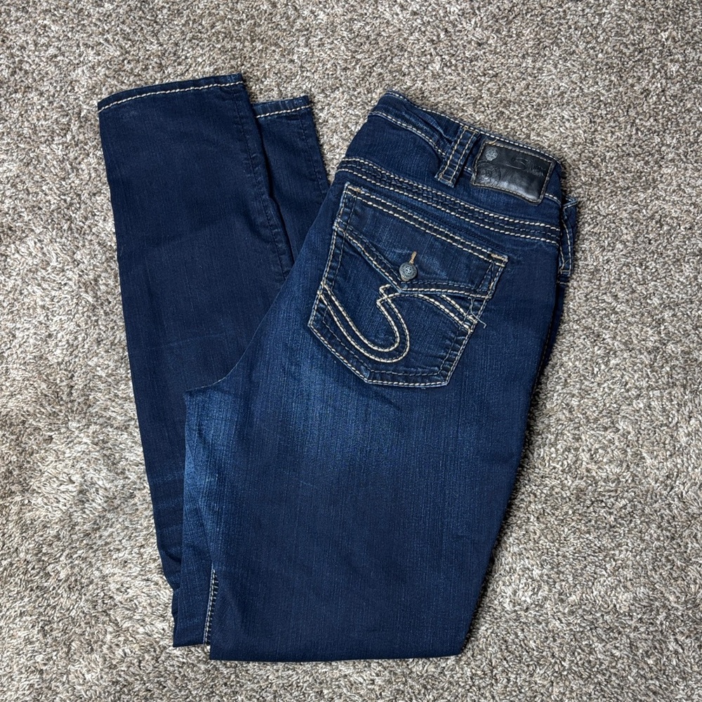 Silver suki skinny jeans stretch dark wash sz 16 x31